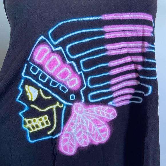 Black Crop Top with Neon Skull - Picture 2 of 5